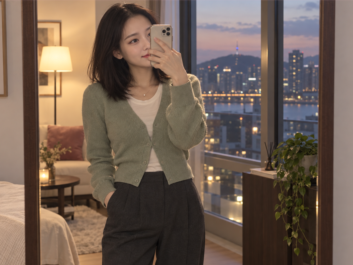 경기도 가평군 이동과 방문 일정을 안내하는 젊은 성인 한국 여성 관리사